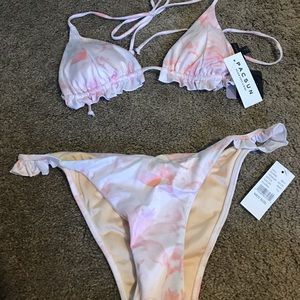 La hearts pink floral bikini